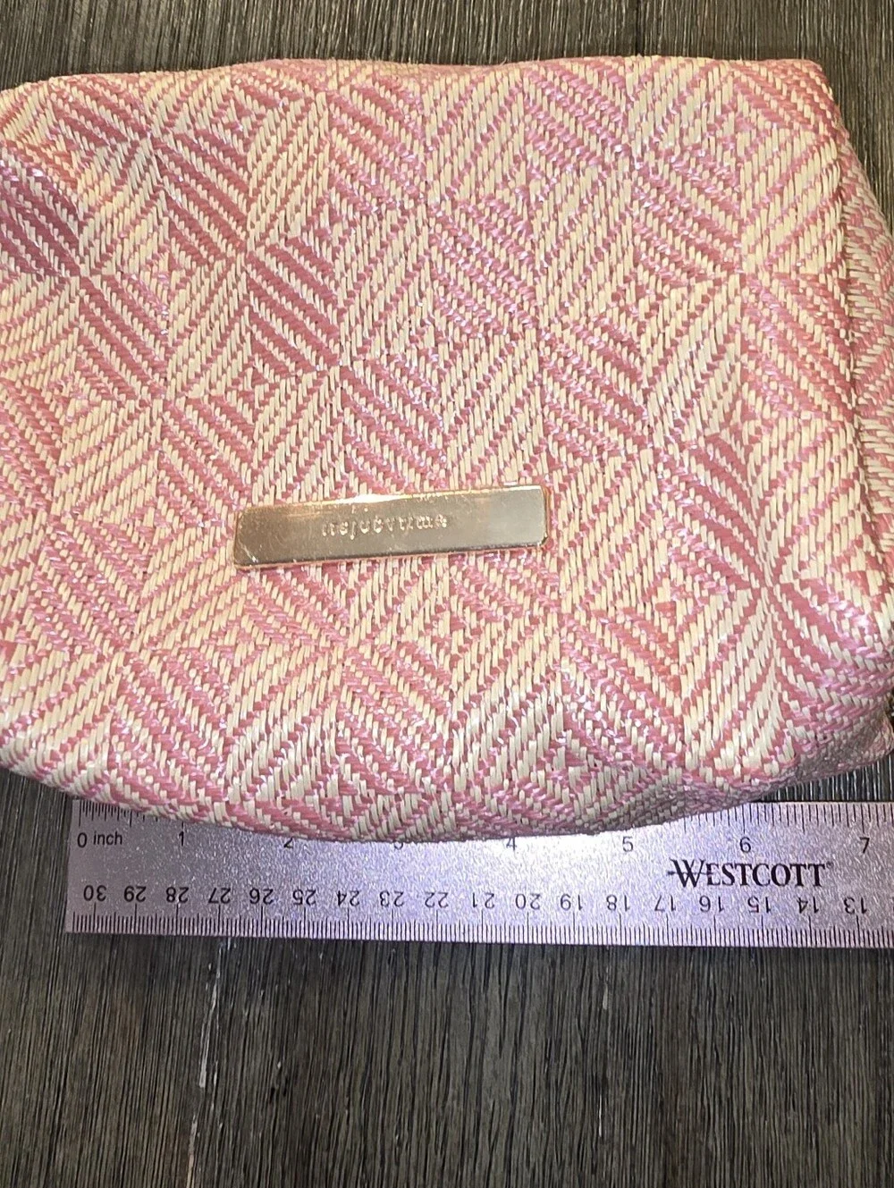 Its Judy Time Pink/white Woven Cosmetic Bag